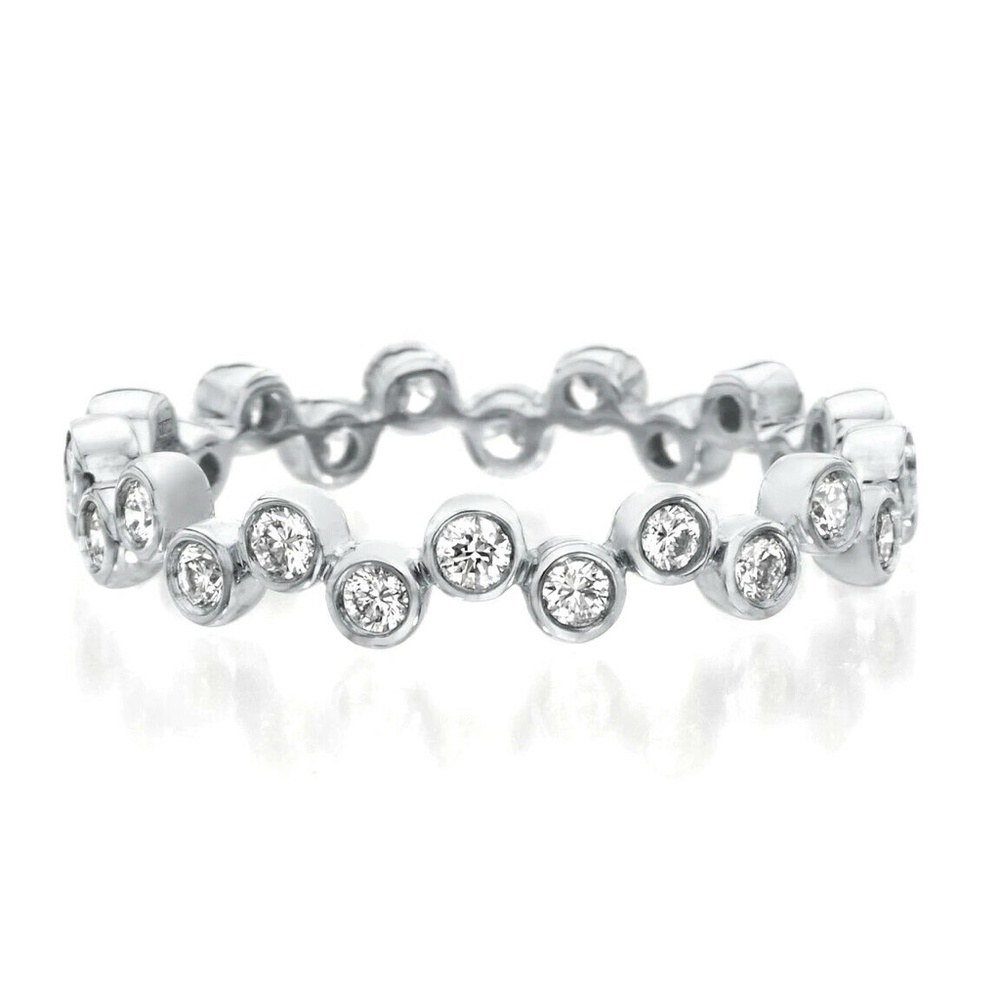 Designer A. JAFFE ~ 18K White Gold Bezel Set Diamond Eternity Ring Band ~NEW - Picture 11 of 14